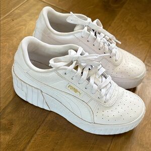 Puma Cali Wedge Sneaker White Leather Platform Womens 6.5